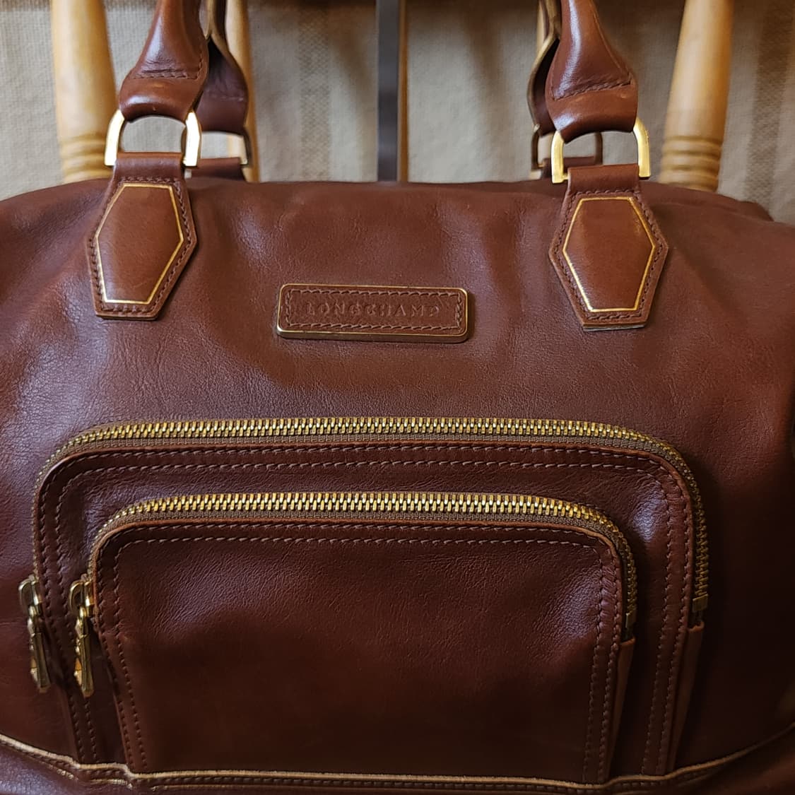 90s 롱샴 브라운레더 닥터백 핸드백 상품이미지4