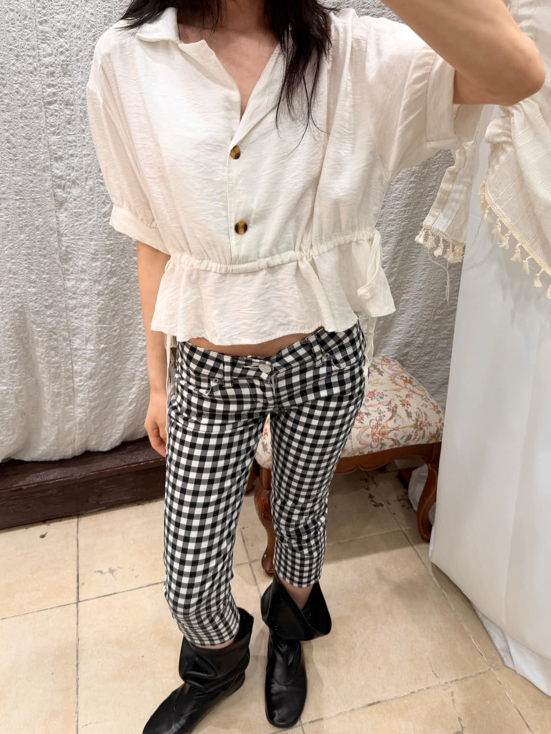 White crop blouse 상품이미지3