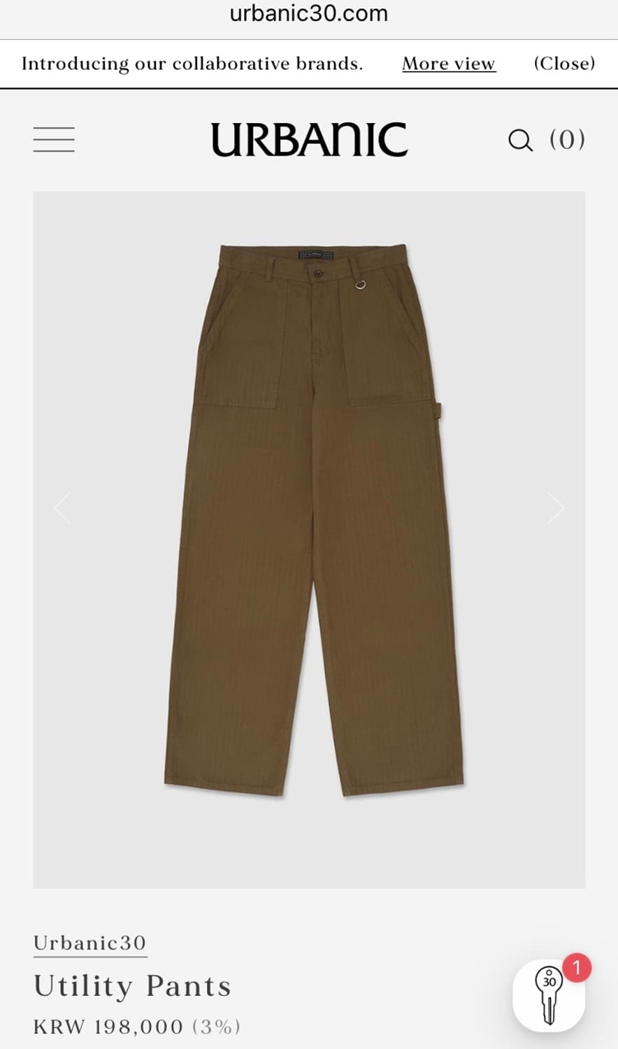 얼바닉30 유틸리티 팬츠 / 브라운 상품이미지1