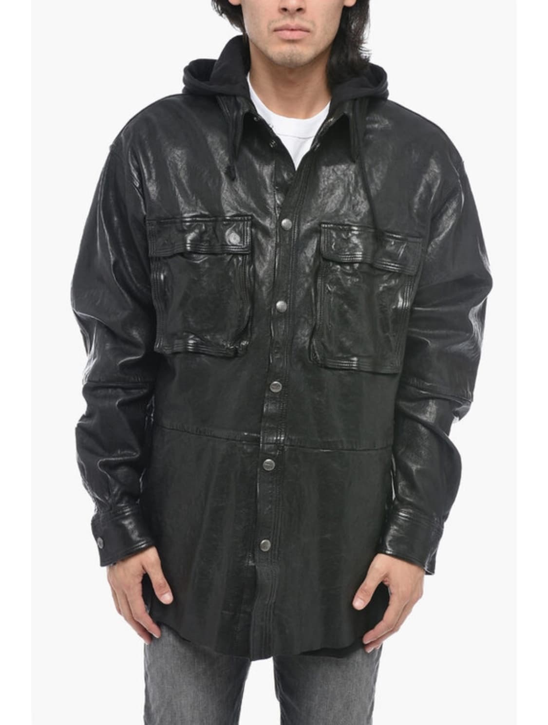 [50] diesel L SPHINX 디젤 후드 레더 셔츠 자켓 상품이미지2