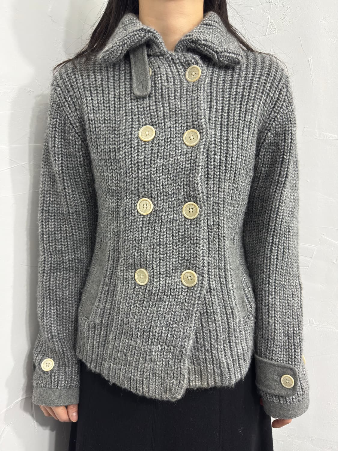 junko shimada dubble button knit cardiga 상품이미지1