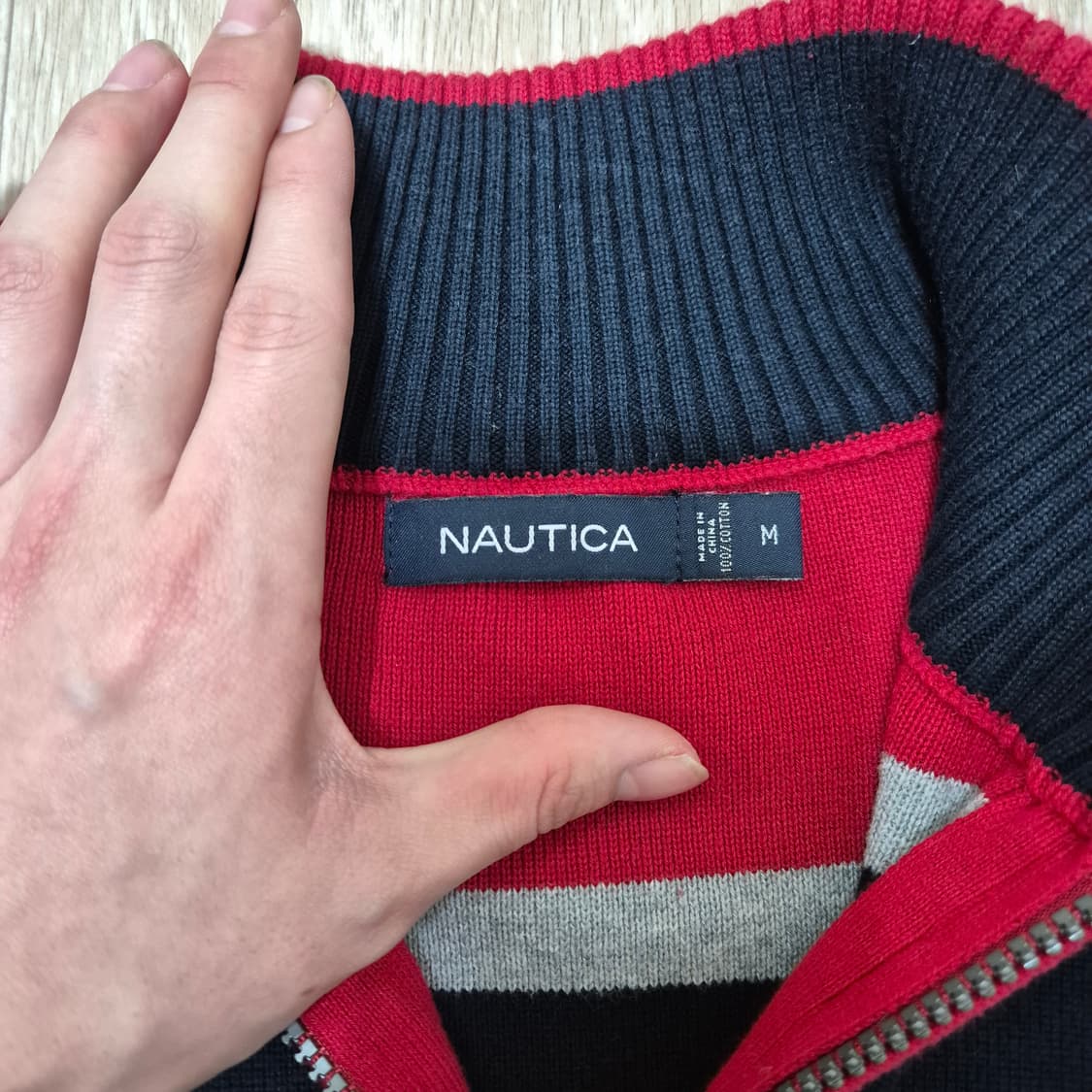 노티카 스트라이프 반집업 니트 M(95) 상품이미지5