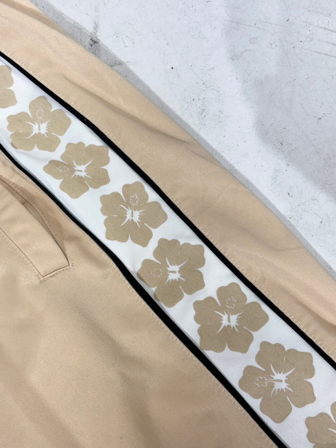 일본 빈티지 베이지 사이드 라인 와이드 팬츠 L 상품이미지6