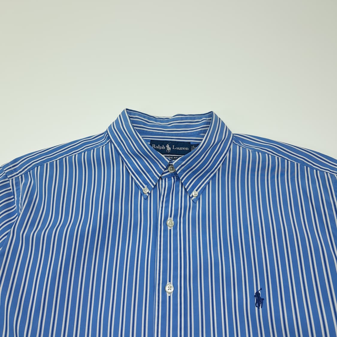 CK111 2XL 폴로 90s 홍콩판 블루 스트라이프 셔츠 남방 상품이미지2