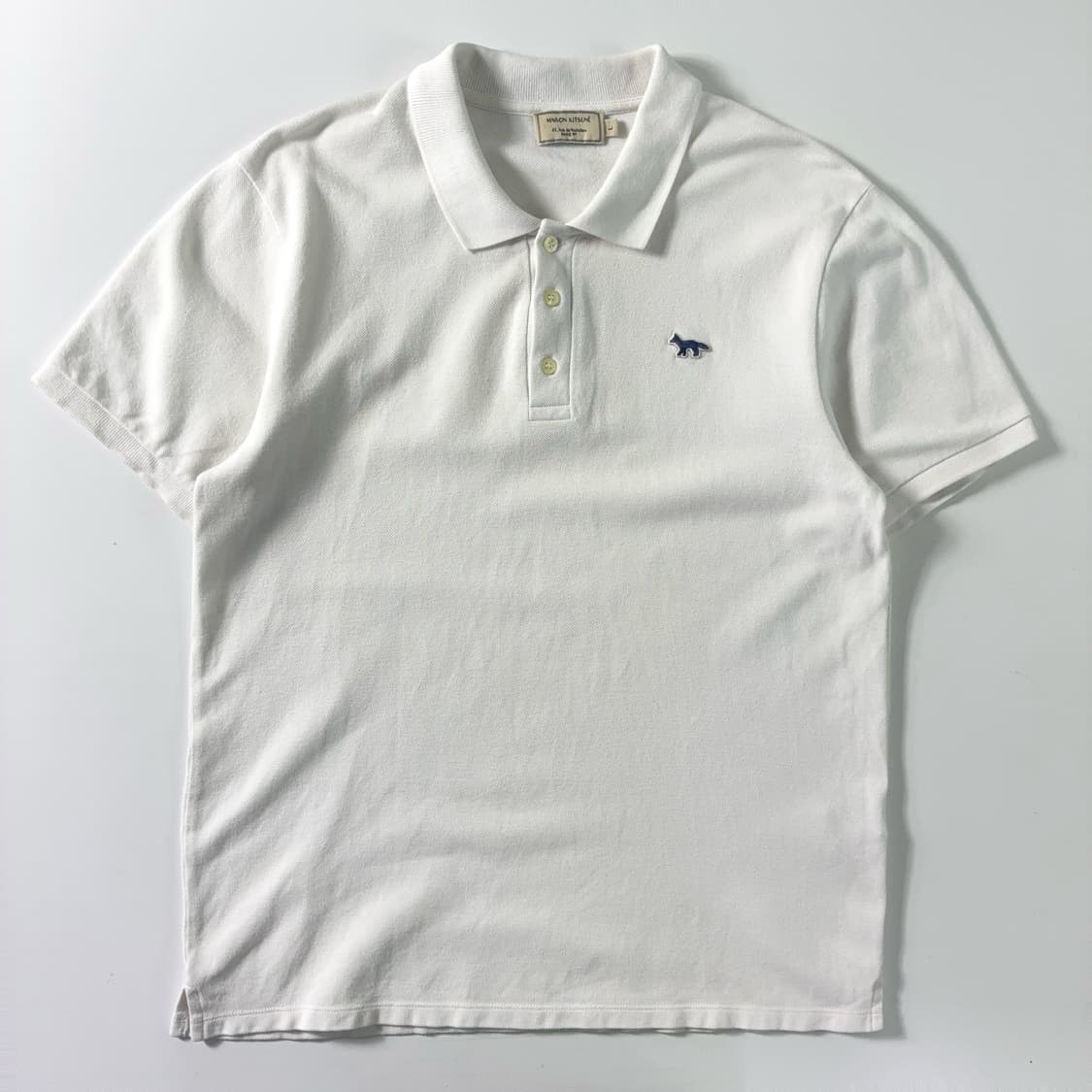 Maison kitsune  메종키츠네 네이비폭스 패치 화이트 카라 반팔 상품이미지1