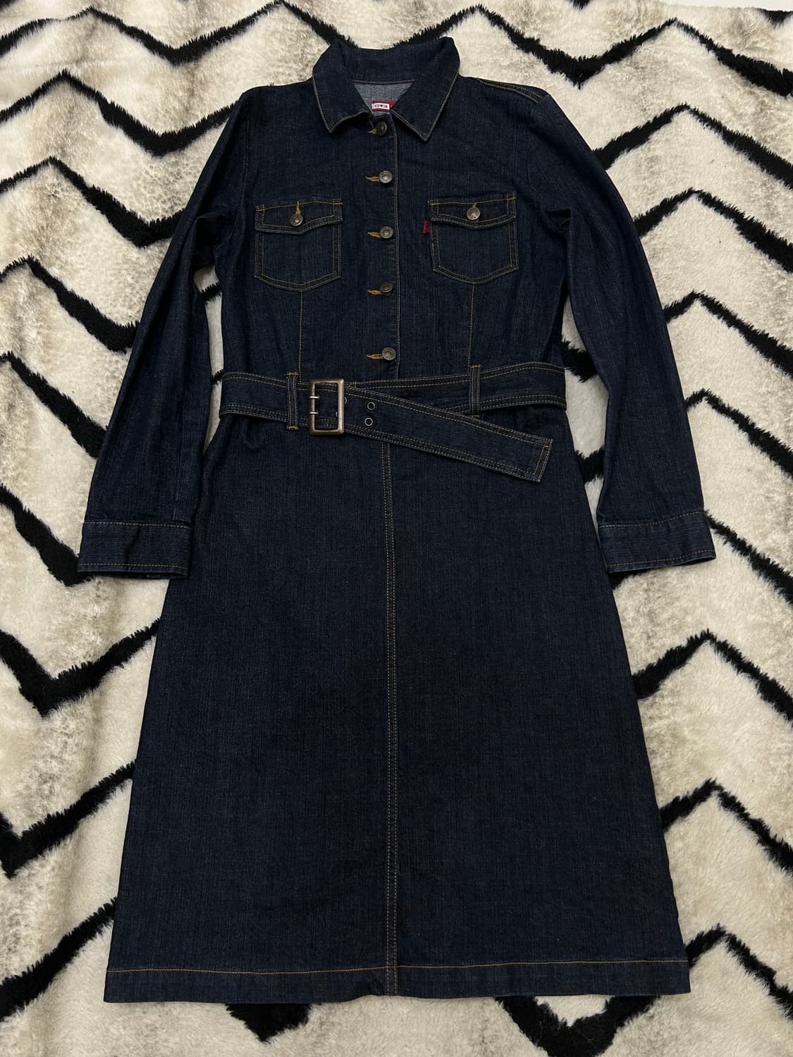 [L]에드윈 벨티드 데님 원피스/진청 상품이미지2