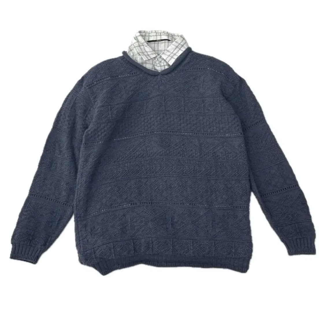 ❄️스즈코 레이어드 코디세트 ❄️셔크셔츠 겨울 니트 미디스커트 그런지 상품이미지3