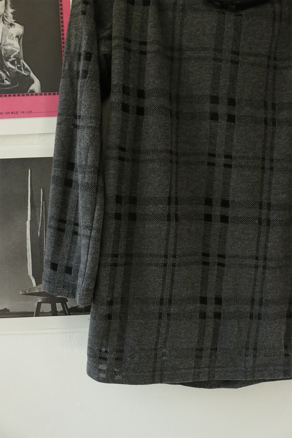 요지 야마모토 느와르 체크 후드 드레이프 탑  상품이미지7