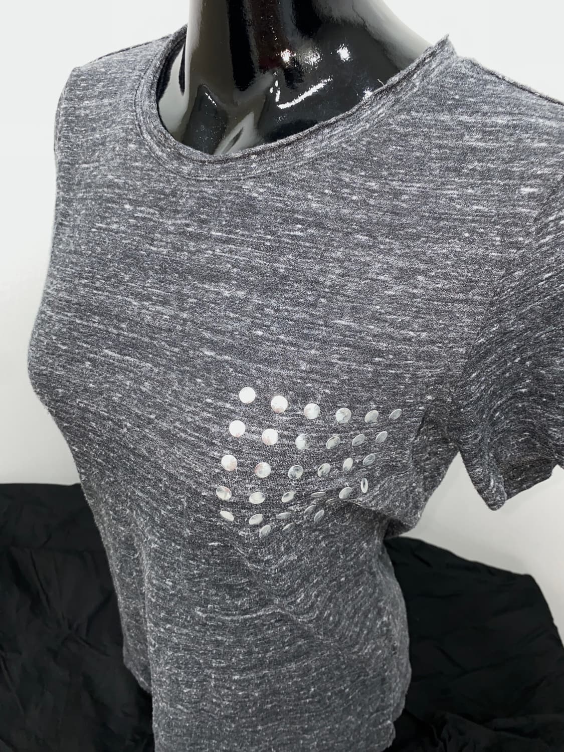 Studded Melange Grey T-Shirt 상품이미지3