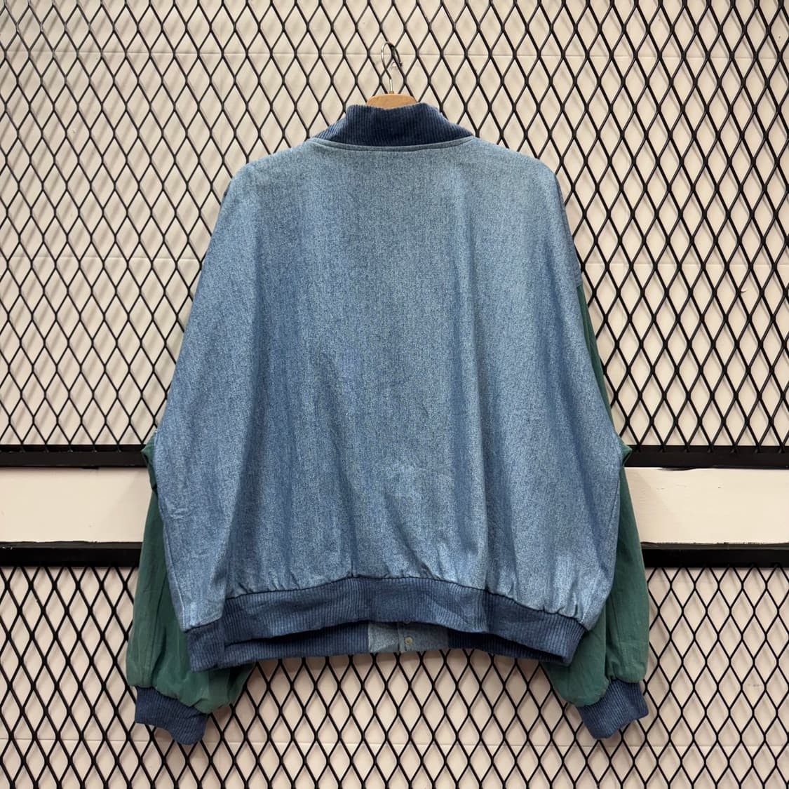 USA VTG 90s 빈티지 데님 바시티 그린 배색 워크 자켓 상품이미지2