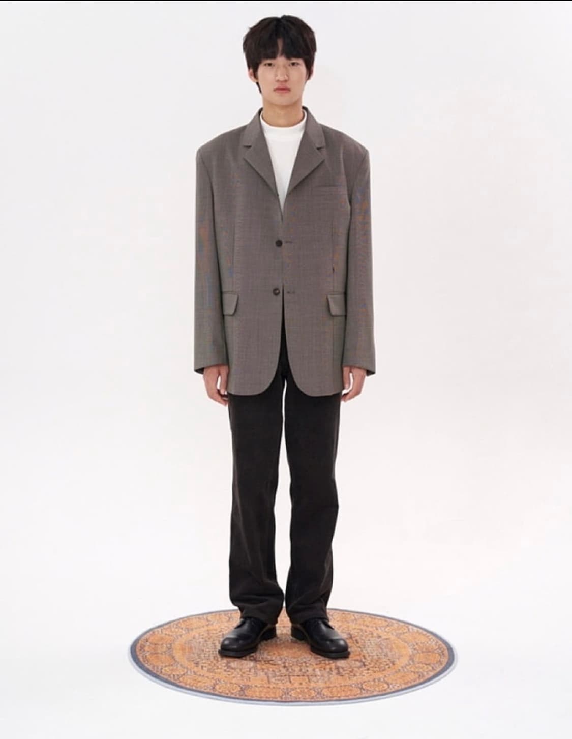 [L] STU office 브라운그레이 3버튼 블레이져 상품이미지3