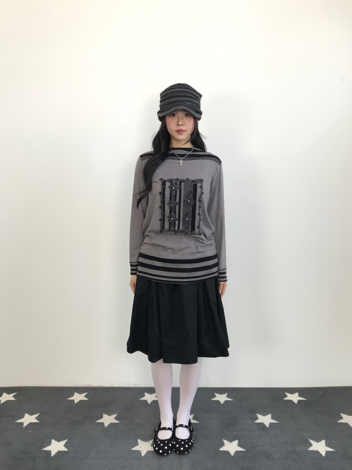 Jpn 'Lapis' Floral Patch Knit Top 상품이미지1