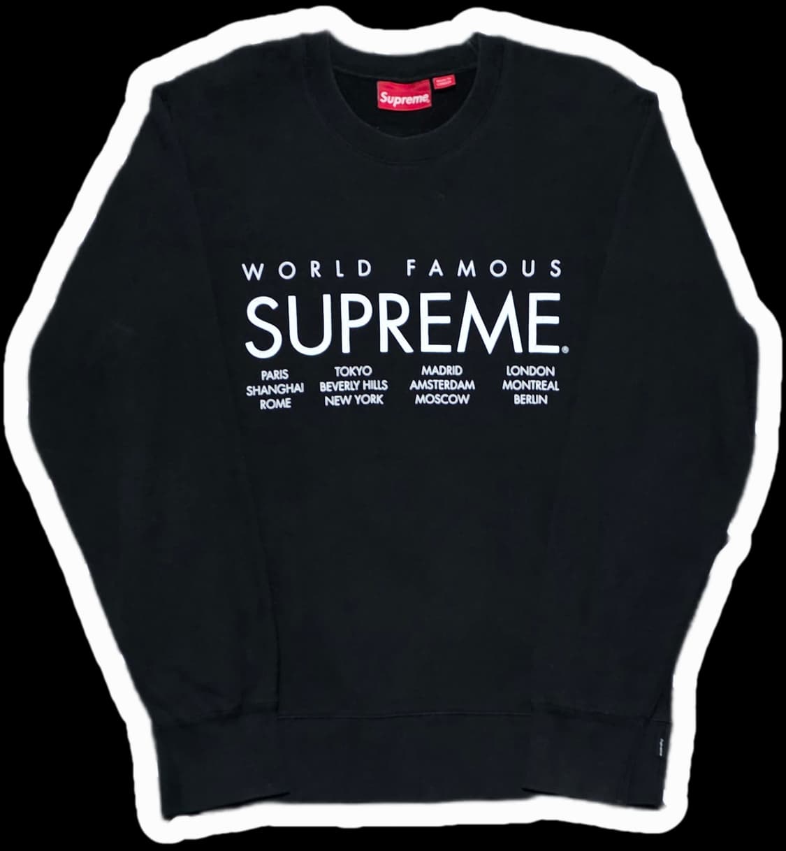 슈프림 월드페이머스 레터링 블랙 크루넥 맨투맨 상품이미지1