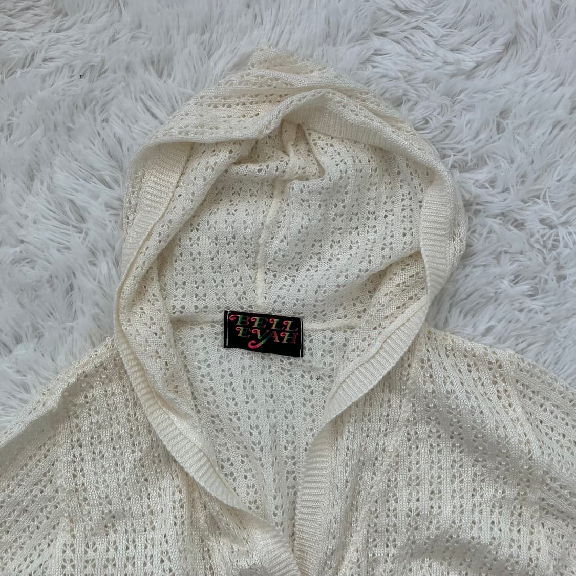 빈티지 아이보리 니트 후드 롱 가디건 y2k 스트릿 갸루 펑키 일본빈티지 상품이미지4