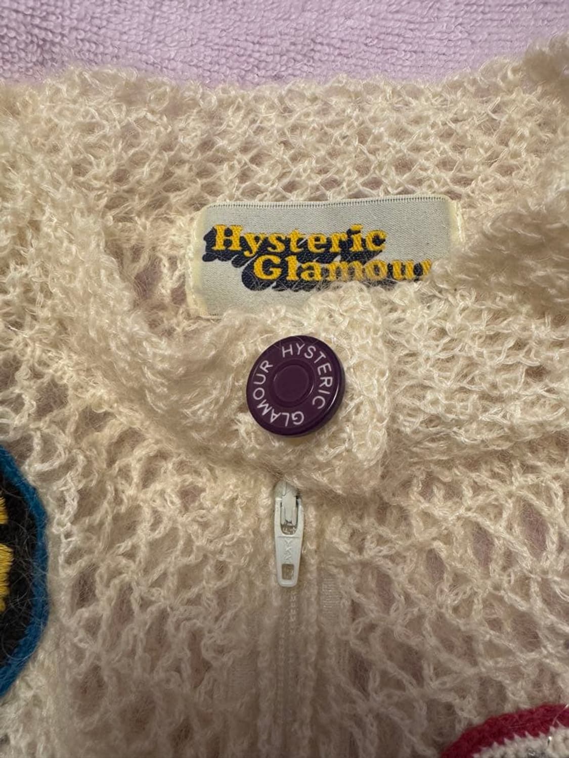 90s 히스테릭 글래머 모헤어 혼방 와펜 니트 가디건 상품이미지5