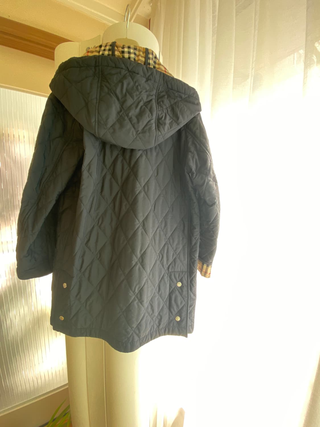 버버리 퀼팅 후드코트 네이비 상품이미지6