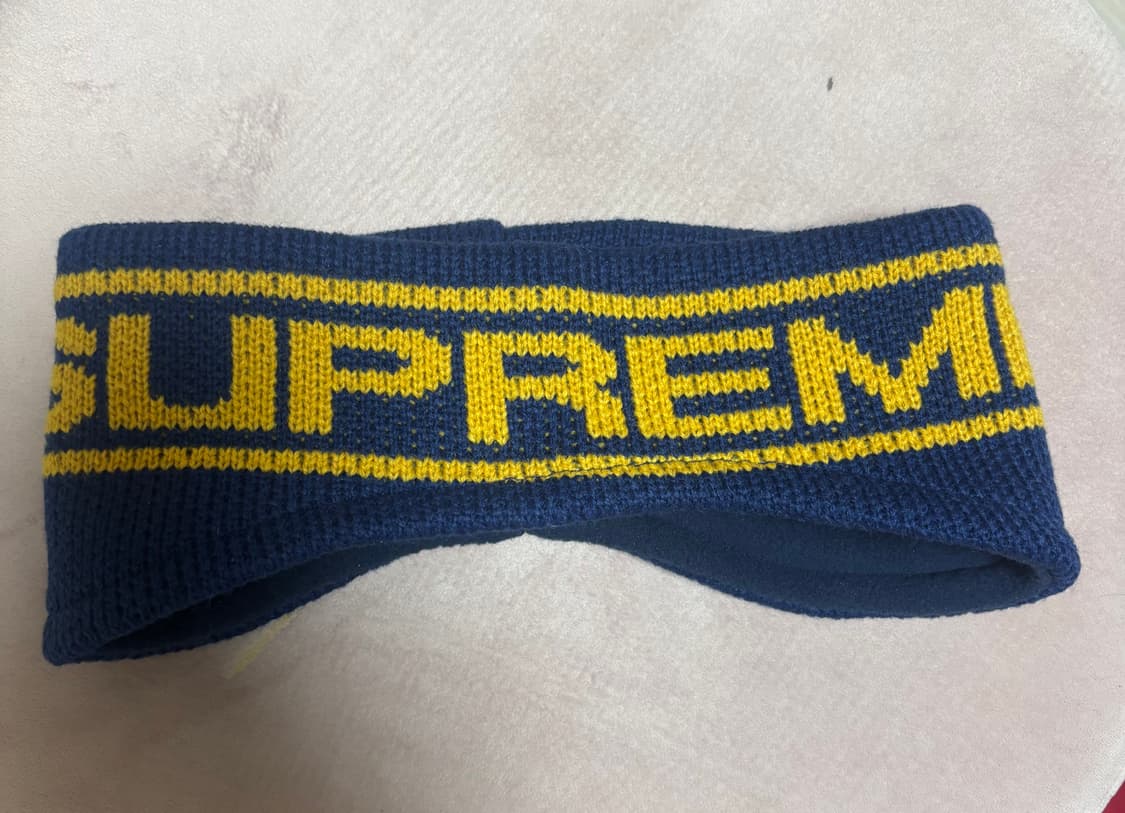 슈프림 콘트라스트 로고 헤드밴드 네이비 25FW 상품이미지3