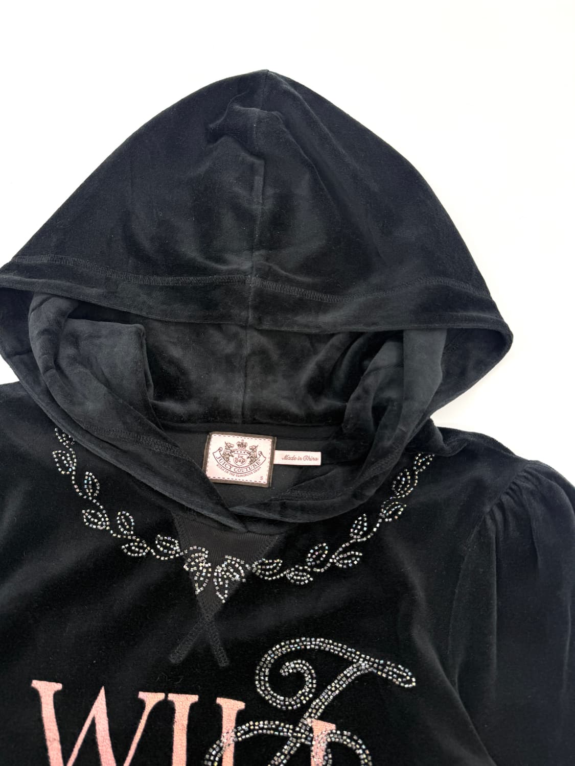 빈티지 Juicy Couture 블랙 로고 벨벳 후드티 상품이미지5