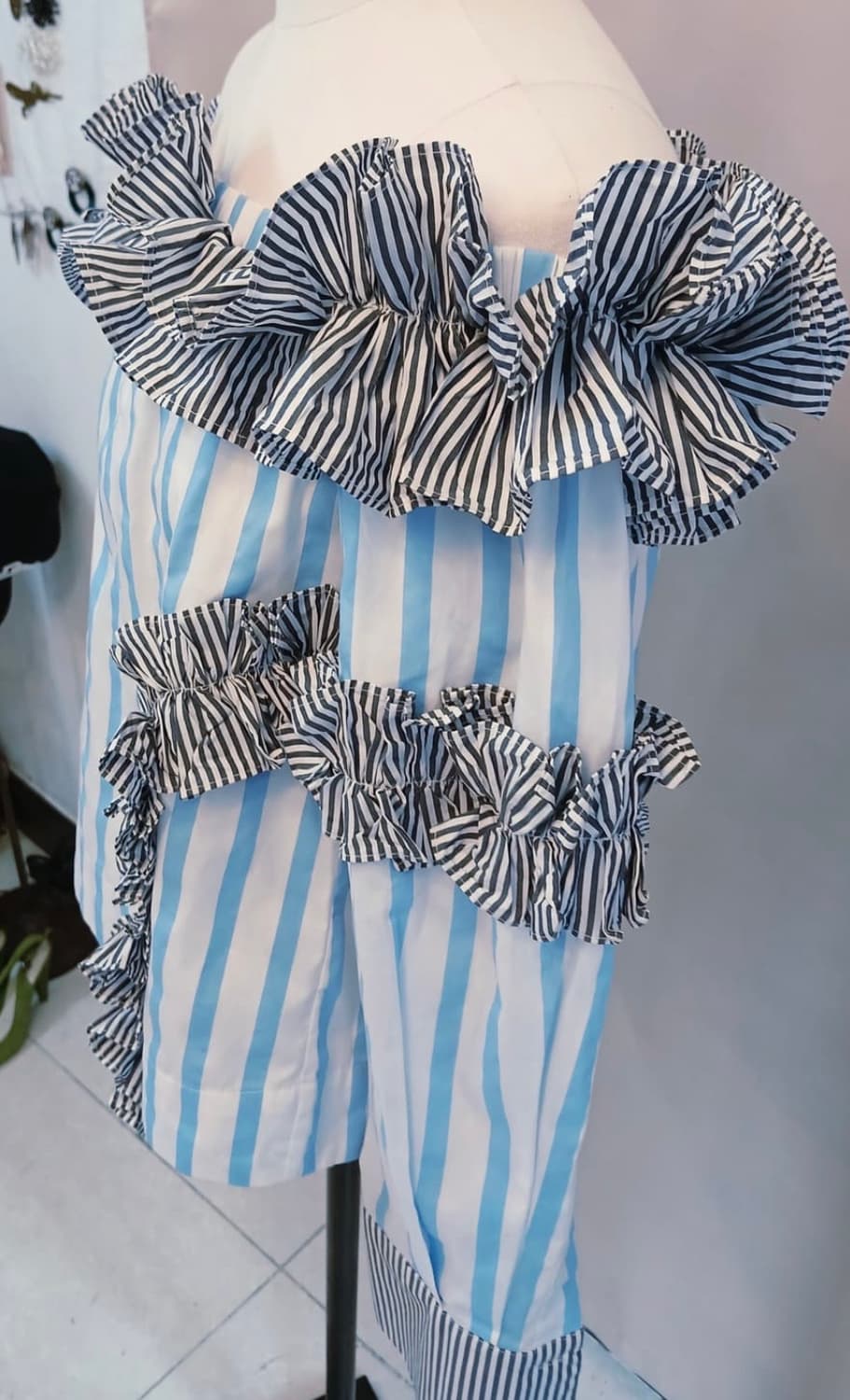 MSGM 입체 러플 오프숄더 스트라이프 셔츠 (Made in Italy) 상품이미지5