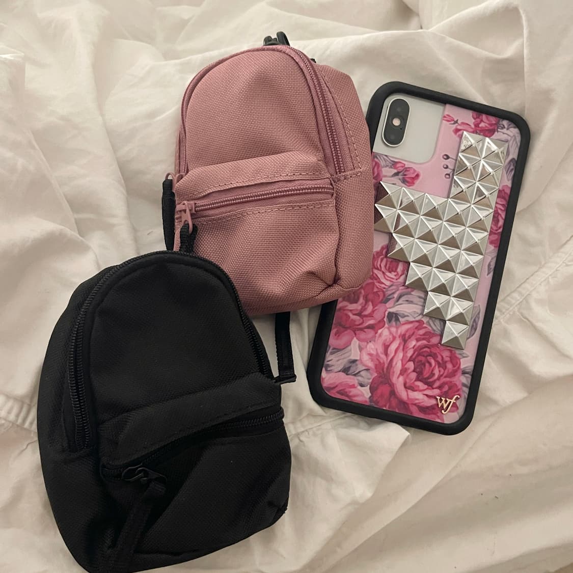 키링 무인양품 무지 발수 미니 륙색 백팩 파우치 핑크 블랙 두개 일괄 상품이미지5