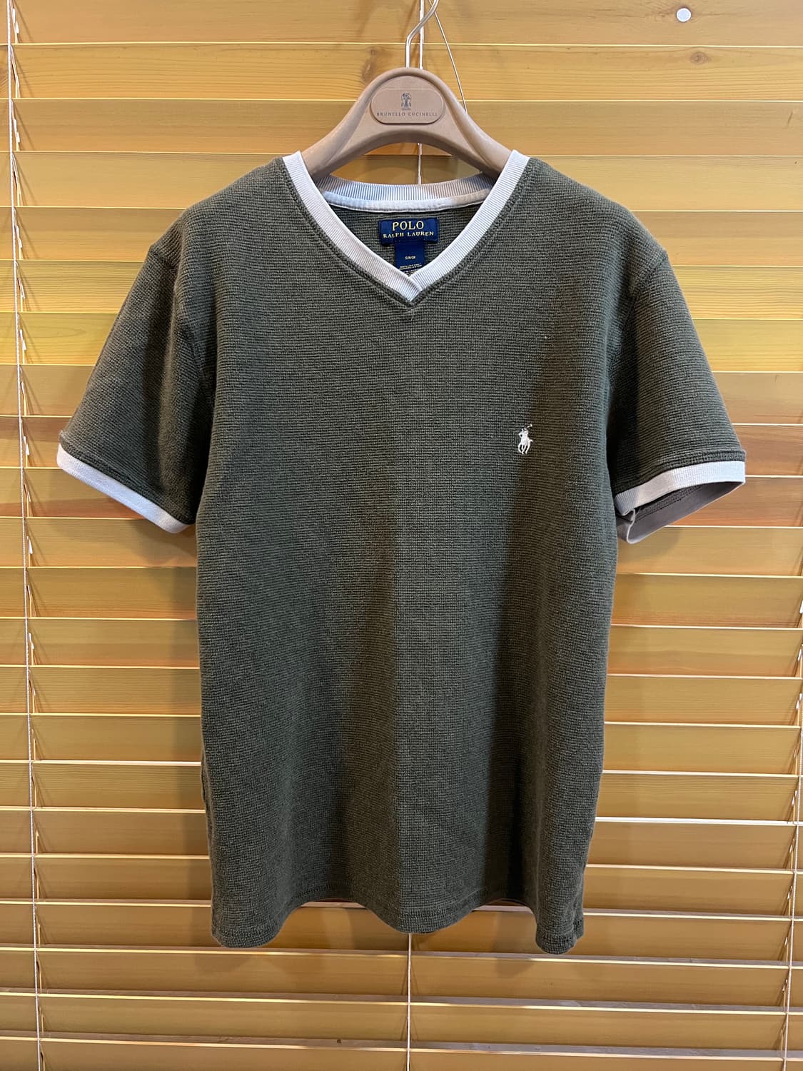 폴로랄프로렌 여성 카키 와플티셔츠 브이넥반팔티셔츠 상품이미지2