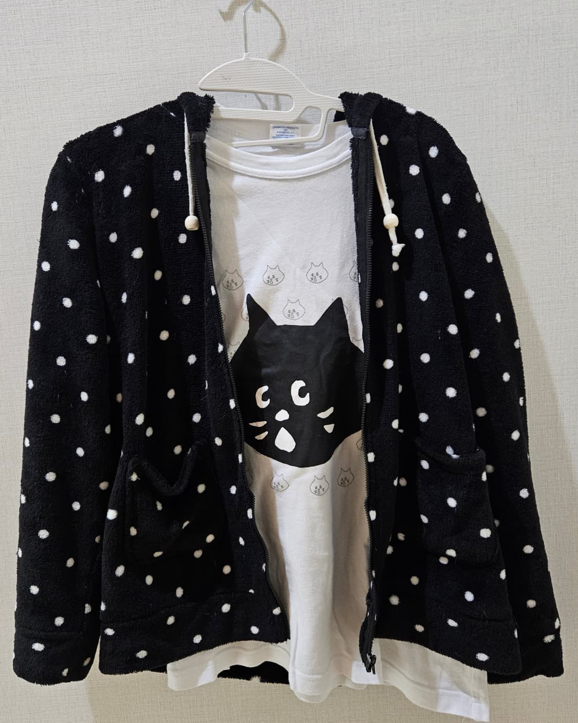 일본 빈티지 무채색 모리걸 도트 후집 셋 상품이미지2