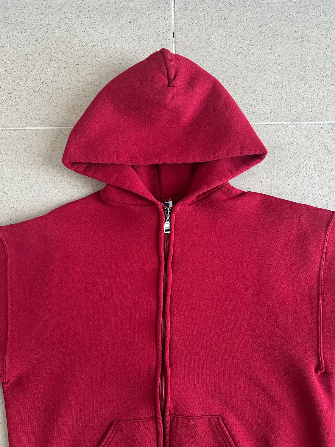 90s 빈티지 러셀 후드집업 레드 L USA 상품이미지4