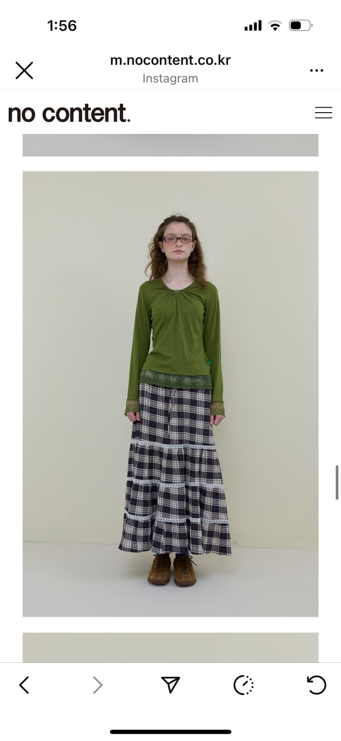 노컨텐츠 Cancan Long SK 체크 스커트 상품이미지1
