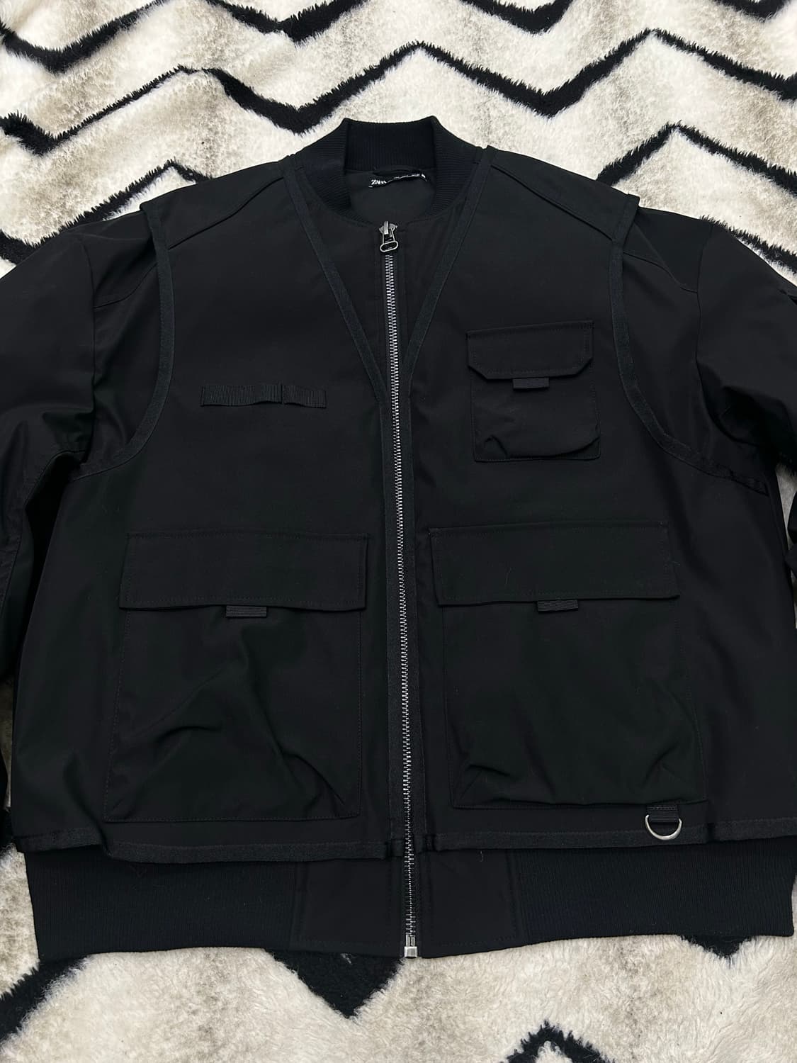 [한국XL]ZARA 레이어드 디테일 봄버 패딩 자켓/블랙 상품이미지4