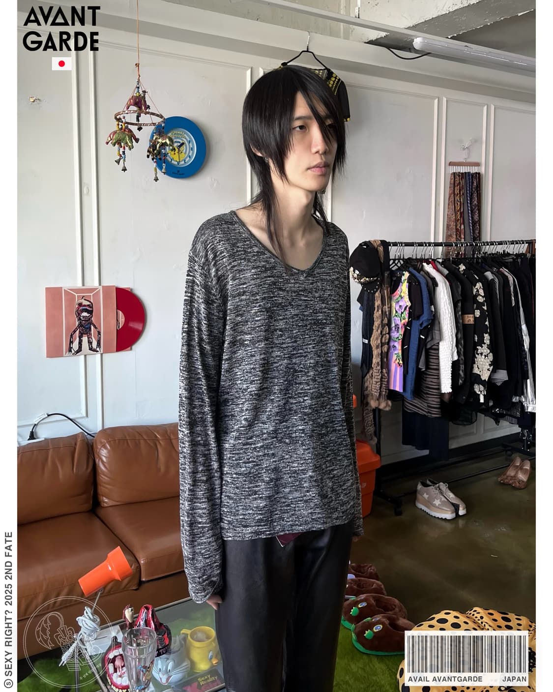 Avail Avantgarde Wide V-Neck Gray Knit 상품이미지1