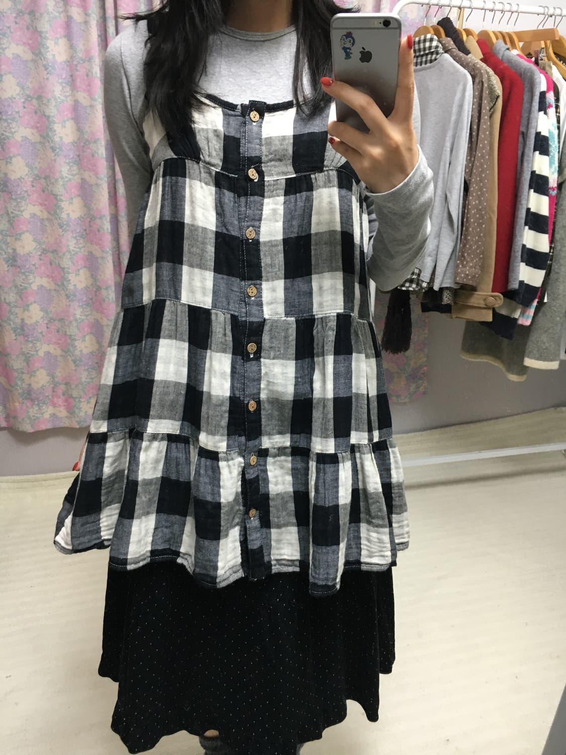 블랙 체크 슬리브리스 상품이미지2