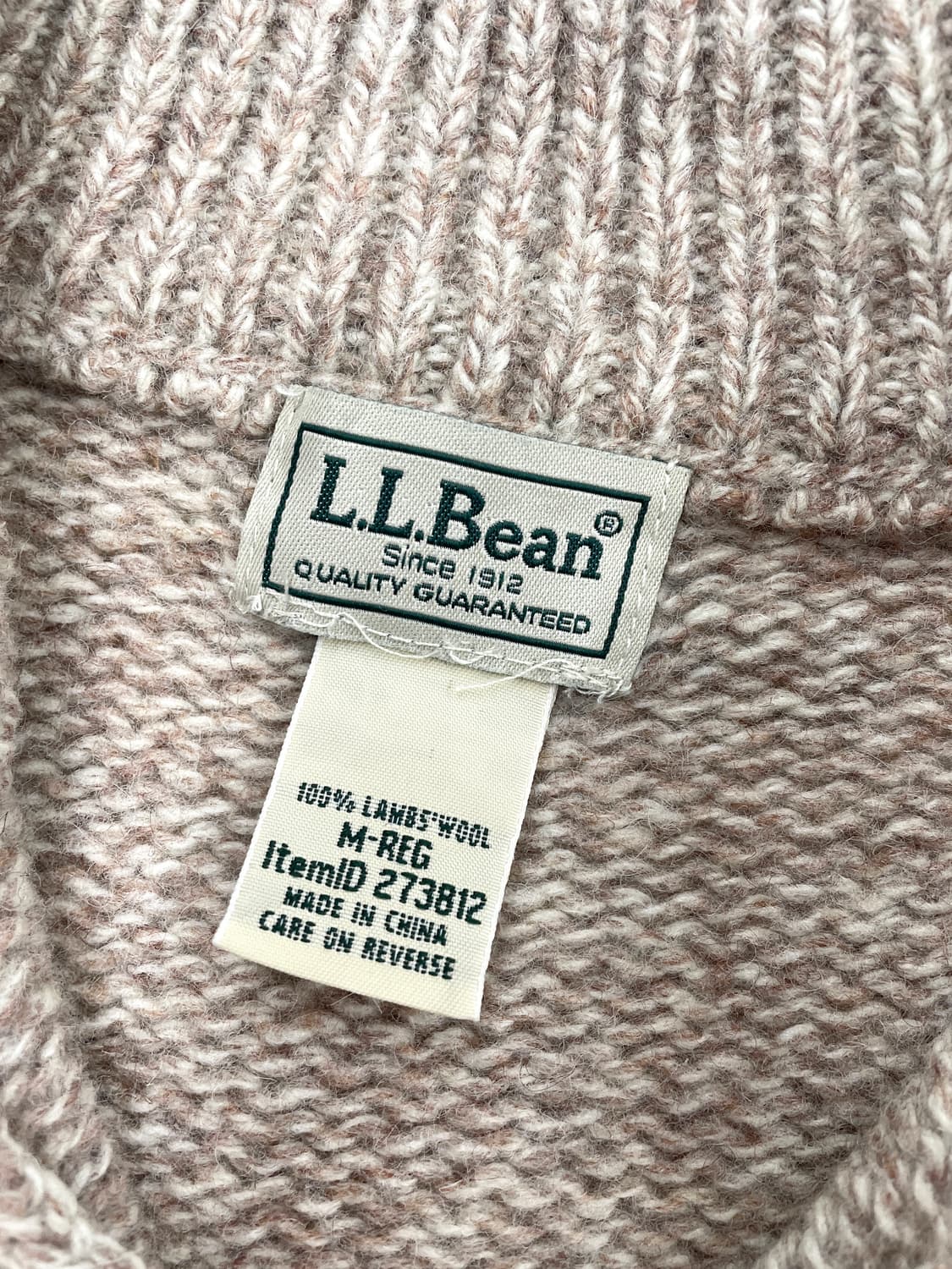 빈티지 엘엘빈 멜란지 핑크 베이지 램스울 풀 집 니트 가디건 상품이미지5