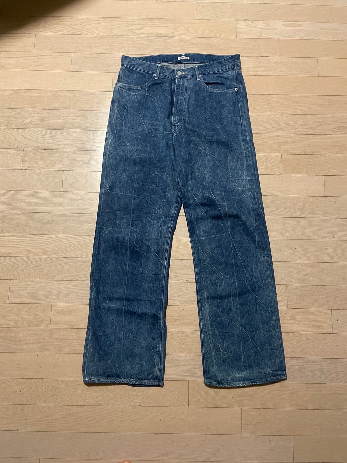 오라리 셀비지 페이디드 라이트 데님 팬츠 라이트닝 이펙트 인디고 - 23 상품이미지1