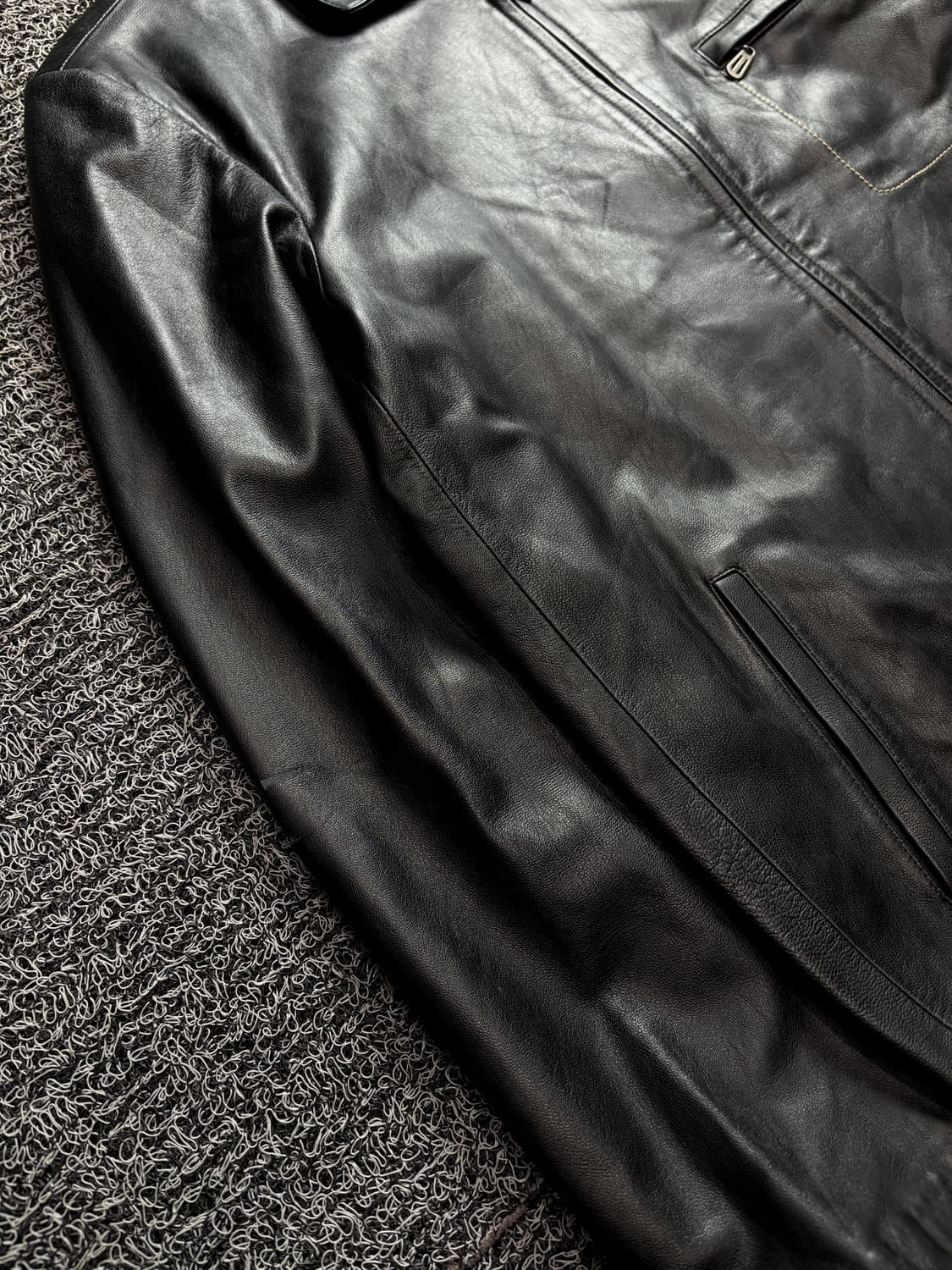 GAINER 오리지날 램스킨 스티치 레더 트러커 자켓 블랙 1461 상품이미지3