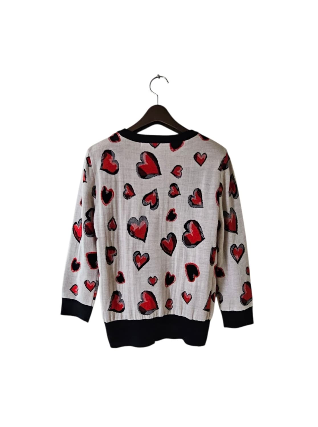 레니본 하트 패턴 베이지 여성 니트 스웨터 55 상품이미지8