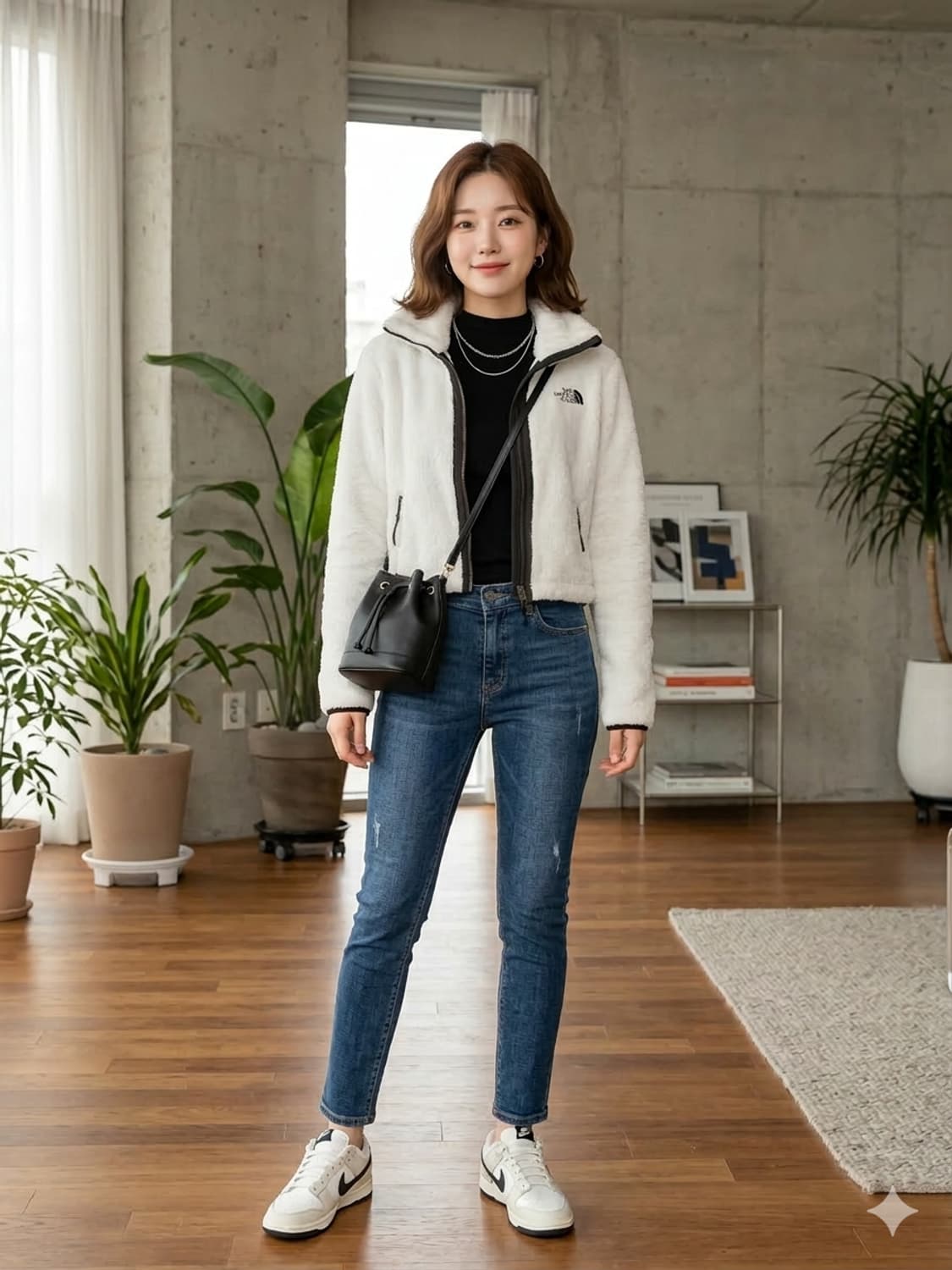 노스페이스 화이트 후드 플리스 자켓 상품이미지1