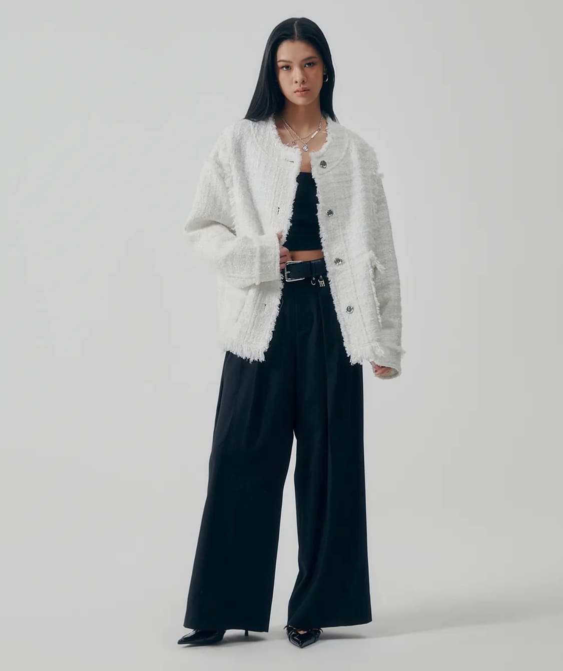 트리밍버드 Frayed Trim Tweed Over-fit Jacket 상품이미지4