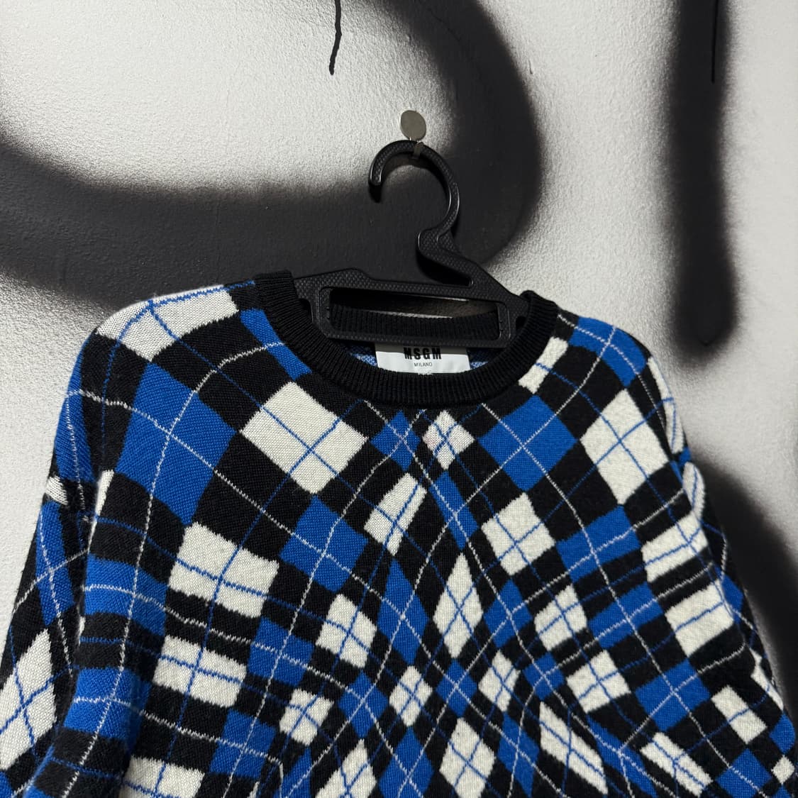 MSGM 백화점판 아가일 풀 패턴 그런지 울 혼방 니트 상품이미지3