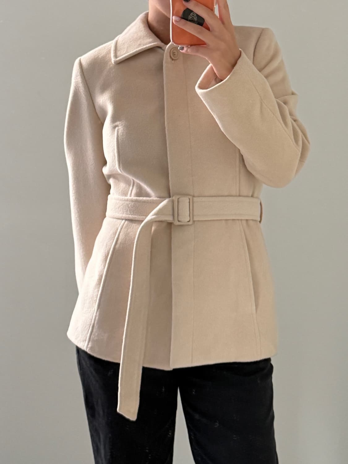 일본빈티지 크림 울 앙고라 숏코트 상품이미지3