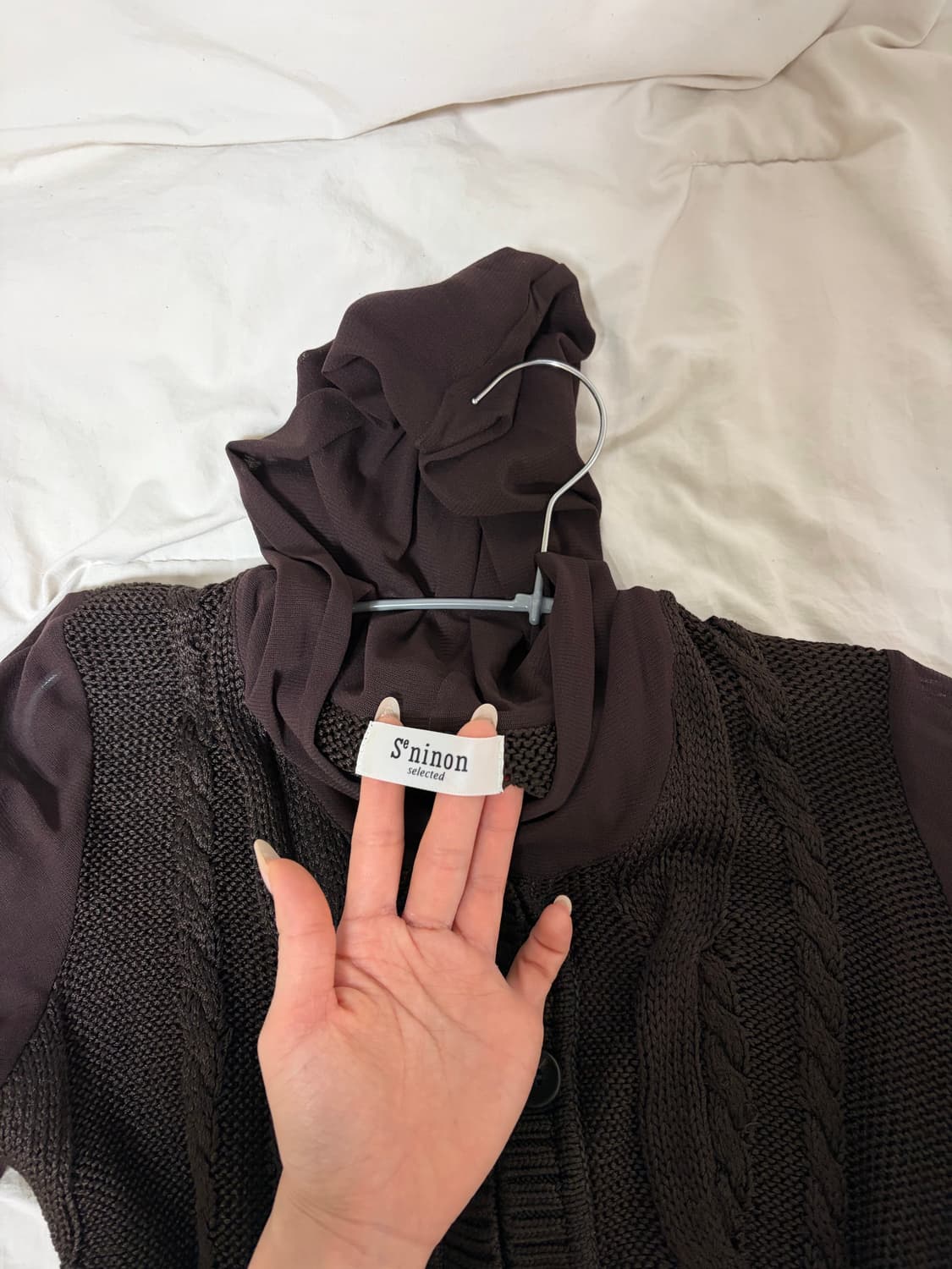 빈티지 시스루 니트 후디 가디건 상품이미지2