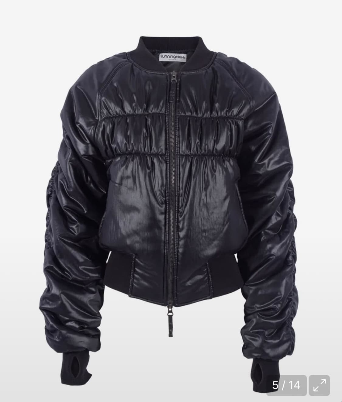 러닝하이 셔링 크롭 MA-1자켓 블랙  상품이미지2