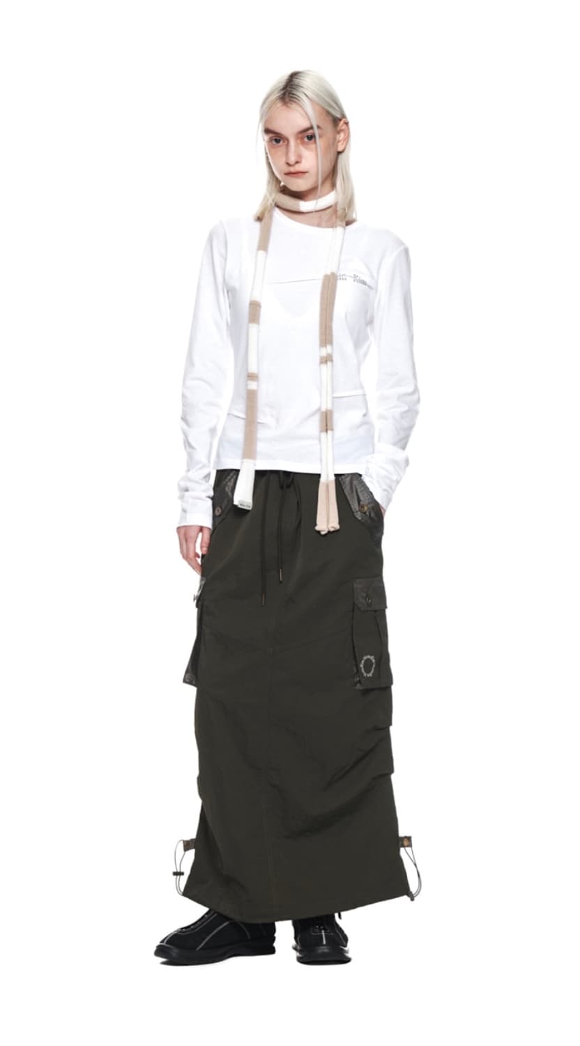 마뗑킴 CARGO MAXI SKIRT IN KHAKI 상품이미지3