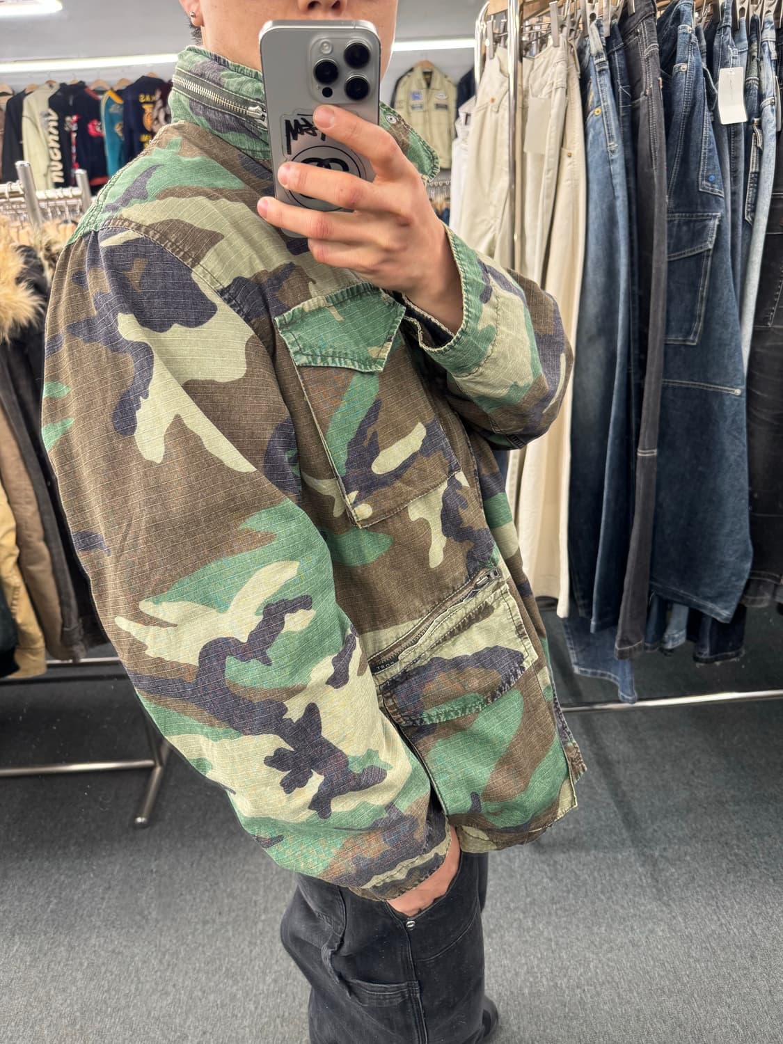 M)Post overalls 빈티지 밀리터리 패턴 야상 자켓 상품이미지2