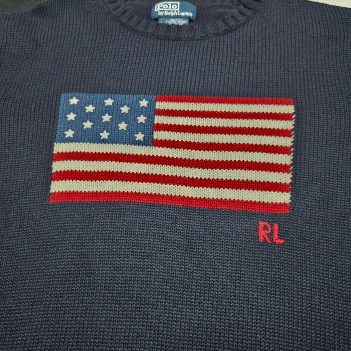 L 폴로랄프로렌 성조기 니트 네이비 made in usa 상품이미지2