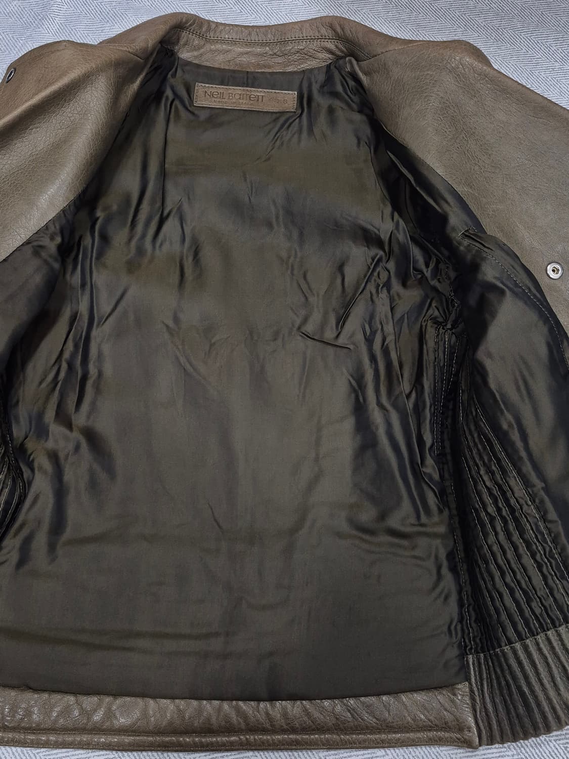 닐바렛 양가죽 브라운 레더  바이커 자켓 남성 90~95사이즈 상품이미지4