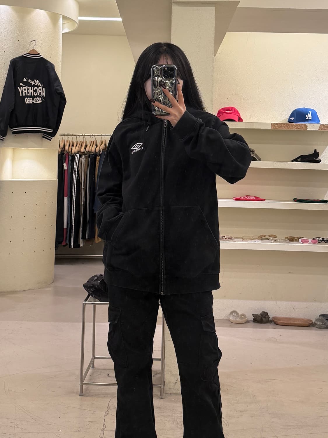 엄브로 빅로고 후드집업 블랙 U1570 상품이미지1