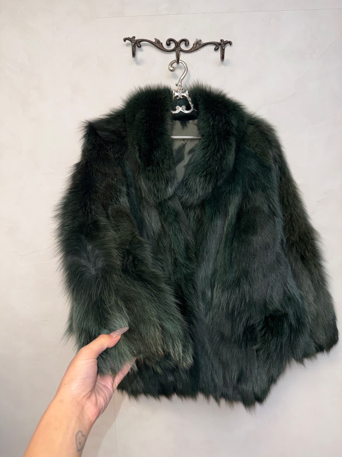 Deep green fox fur coat jacket  상품이미지2