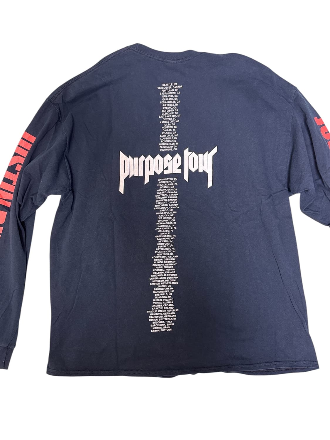 빈티지 저스틴 비버 퍼포즈 스타디움 투어 롱슬리브 2XL 상품이미지5