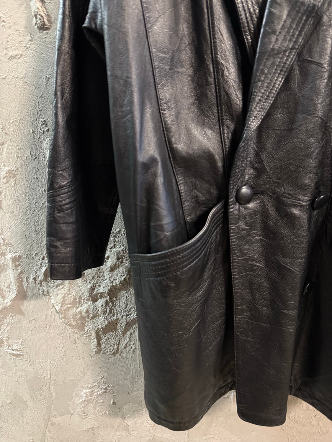 S 아스토르ASTOR KOBE 이태리 양가죽 더블 레더 롱코트 블랙 상품이미지2