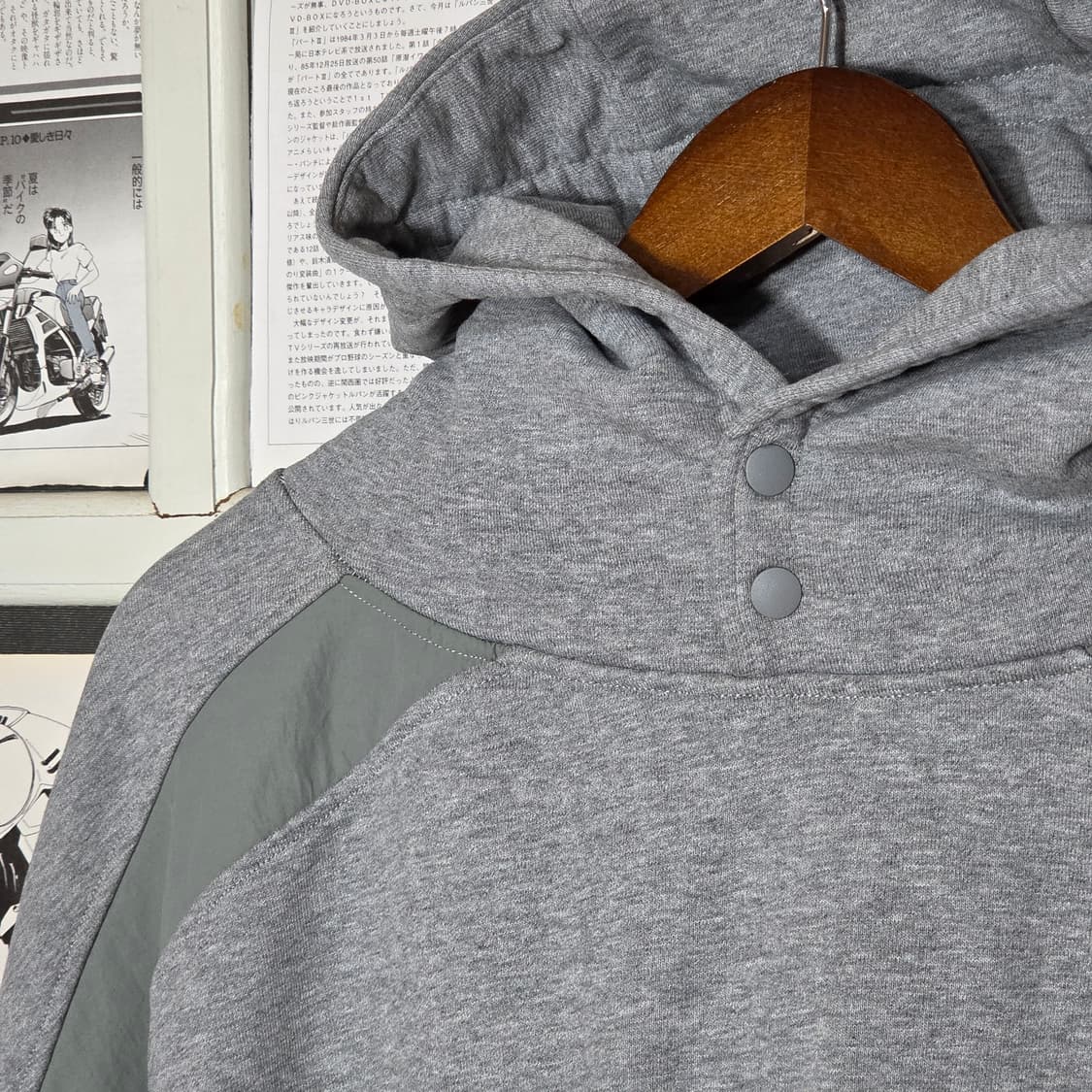 엑스톤즈 셔링 배색 오버핏 후드티 상품이미지3